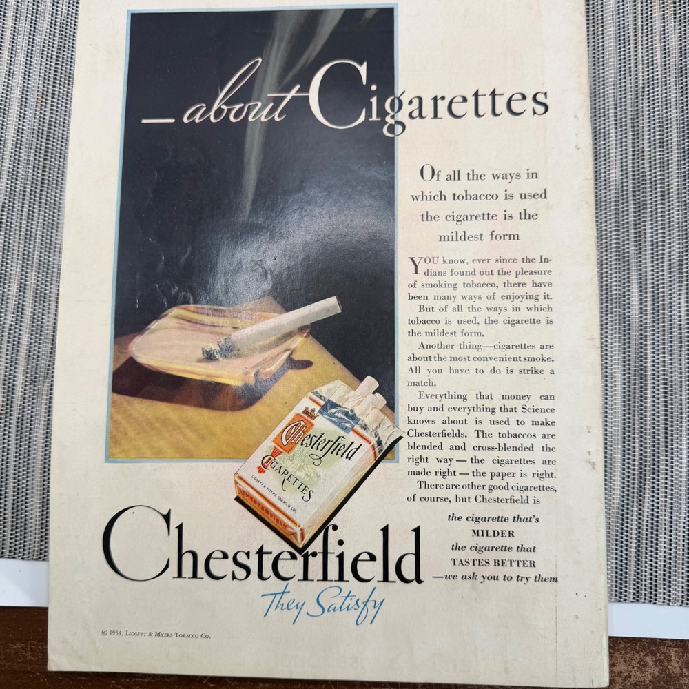 Vintage Redbook Magazine February 1934 Cornelius Vanderbilt Chesterfield Ad - Picture 2 of 3